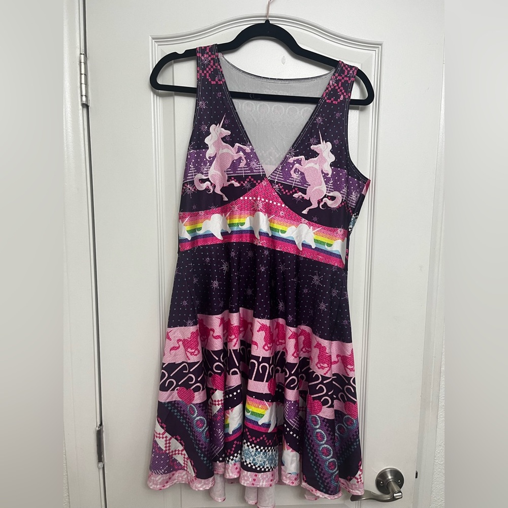 Living Dead Clothing LDC Unicorn Ugly Christmas Happy Hour Dress - XL